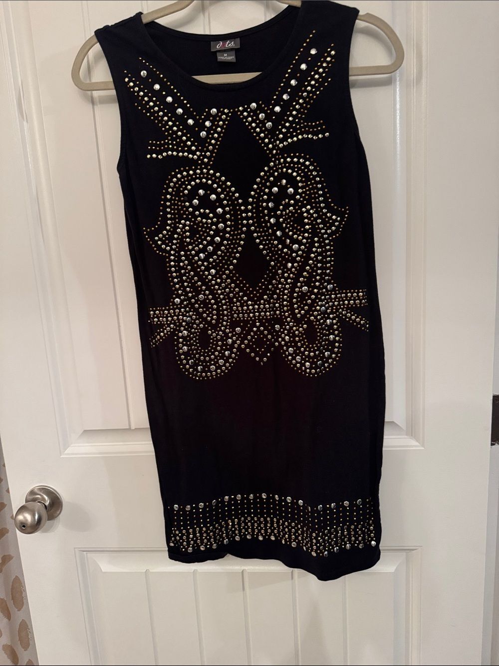 Dots Black Dress with Silver and Gold Stud Detailing